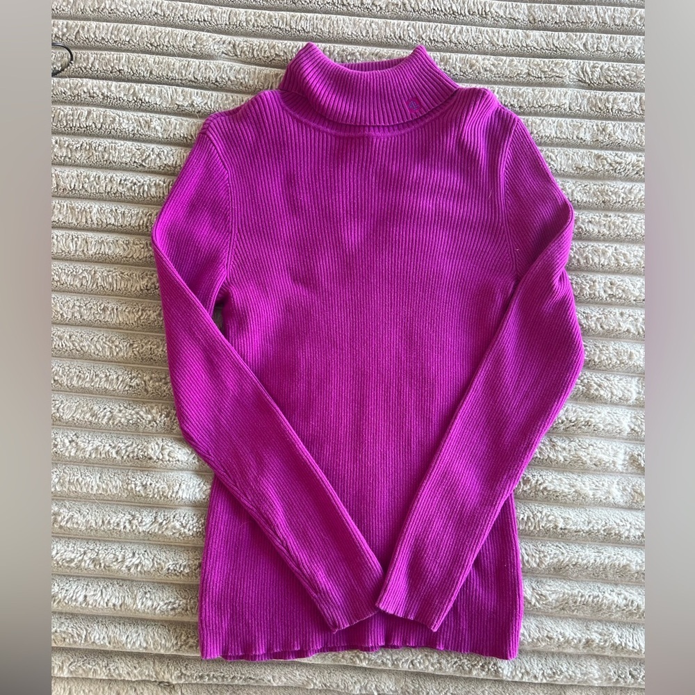 Ralph Lauren Women's Turtleneck Sweater with Embroidered Logo on Neck- M